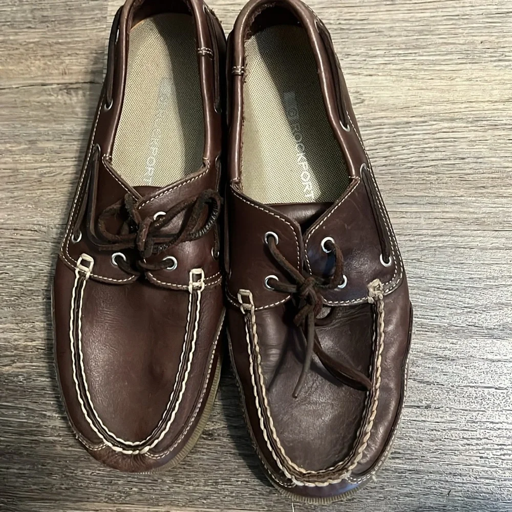 Rockport Men's Leather Dark Brown Boat Shoes Size 10